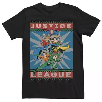 Мужская футболка в стиле DC Comics «Лига справедливости» в позе действия в рождественском свитере Licensed Character