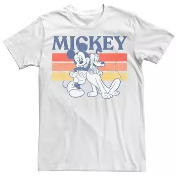 Мужская футболка в стиле ретро Disney's Mickey And Friends Mickey And Pluto Licensed Character, белый
