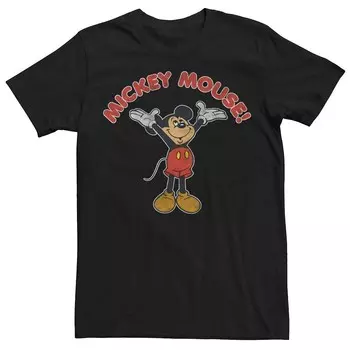 Мужская футболка в стиле ретро Disney's Mickey And Friends Mickey Licensed Character, черный