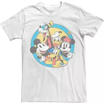 Мужская футболка в стиле ретро с Микки и друзьями Disney Group Shot Licensed Character