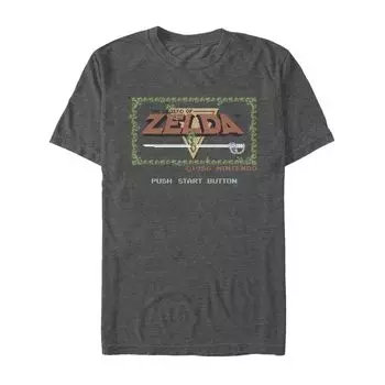 Мужская футболка в стиле ретро с оригинальным титульным экраном Legend of Zelda Licensed Character