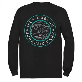 Мужская футболка в стиле ретро со значком «Парк Юрского периода» Isla Nublar, Black Licensed Character, черный