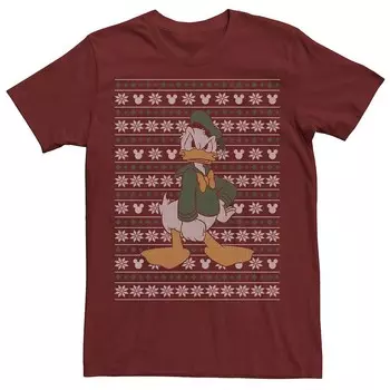 Мужская футболка в стиле рождественского свитера Disney's Donald Duck Licensed Character, цвет Cardinal