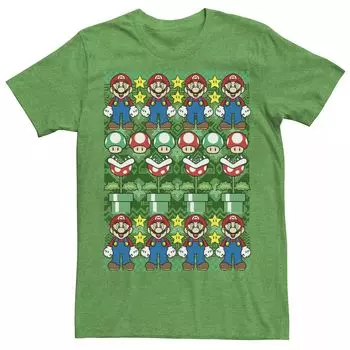 Мужская футболка в стиле уродливого рождественского свитера с персонажами Nintendo Super Mario Licensed Character