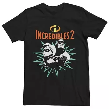 Мужская футболка в тон с групповым изображением Disney Pixar Incredibles 2 Licensed Character, черный
