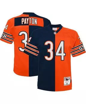 Мужская футболка Walter Payton темно-синего и оранжевого цвета Chicago Bears Big and Tall Split Legacy Retired Player, реплика Джерси Mitchell & Ness, синий