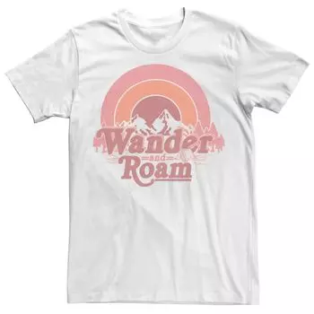 Мужская футболка Wander and Roam Circle Sunset Mountain Camping Scene Scene Generic