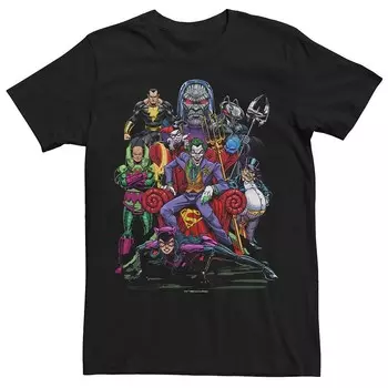 Мужская футболка WB The 100 DC Villains с графическим изображением группового фото Licensed Character, черный