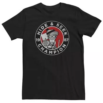 Мужская футболка «Wher's Waldo Hide And Seek Champion», Черная Licensed Character, черный