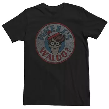 Мужская футболка Where's Waldo Face Licensed Character, черный