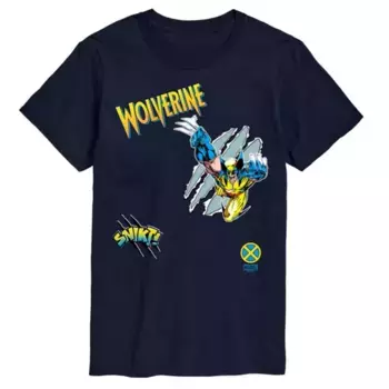 Мужская футболка Wolverine с графическим принтом в стиле пэчворк Marvel, синий