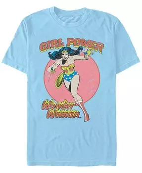Мужская футболка Wonder Woman Girl Power в винтажном стиле с короткими рукавами и потертостями Fifth Sun, синий