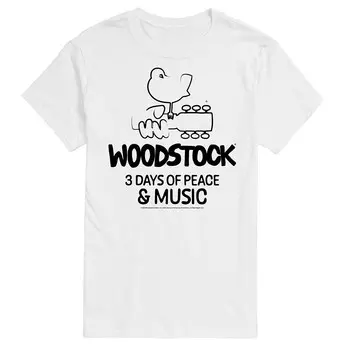 Мужская футболка Woodstock 3 Days Of Peace And Music с графическим рисунком Licensed Character, белый