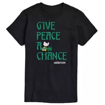 Мужская футболка Woodstock с принтом "Дайте миру шанс" Licensed Character, черный