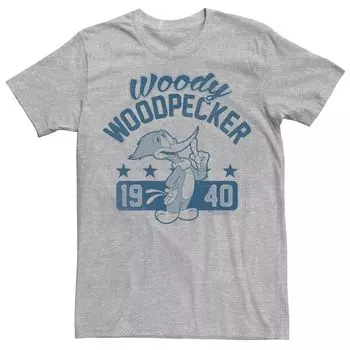 Мужская футболка Woody Woodpecker 1940 синего цвета с рисунком баннера Licensed Character
