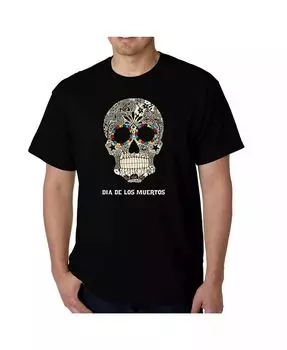Мужская футболка Word Art - Dia De Los Muertos LA Pop Art, черный