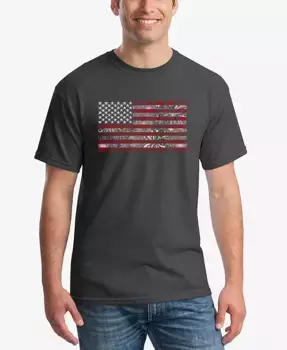 Мужская футболка Word Art Fireworks American Flag LA Pop Art, серый
