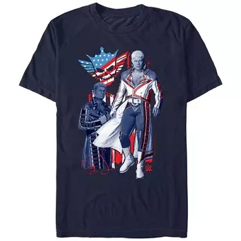 Мужская футболка WWE Cody Rhodes Poster Americana с графическим рисунком Licensed Character, темно-синий