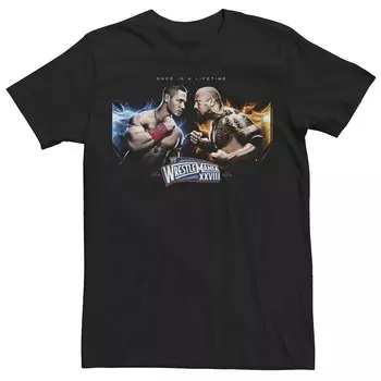 Мужская футболка WWE Wrestlemania XXVIII John Cena vs The Rock Once in a Lifetime с рисунком Licensed Character, черный