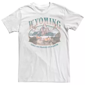 Мужская футболка Wyoming Like No Place On Earth Mountain Scene Licensed Character