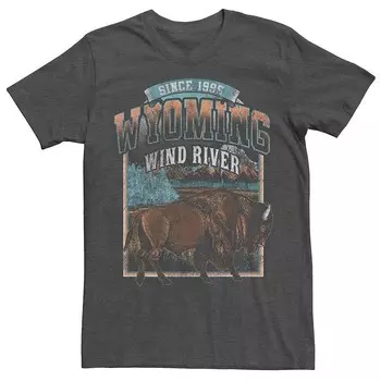 Мужская футболка Wyoming Wind River Buffalo с 1995 года Licensed Character, цвет Charcoal Heather