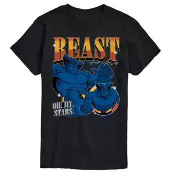 Мужская футболка X-Men Beast Bootleg с принтом "Oh my stars" Marvel, черный