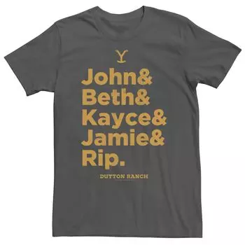 Мужская футболка Yellowstone John & Beth & Kayce & Jamie & Rip Name Stack Licensed Character
