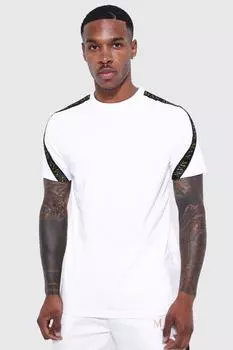 Мужская футболка золотого кроя с лентой Boohoo, белый