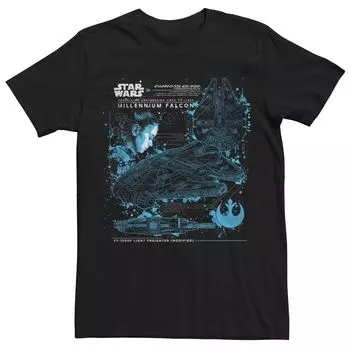 Мужская футболка «Звездные войны Рей: Тысячелетний сокол», Черная Licensed Character, черный