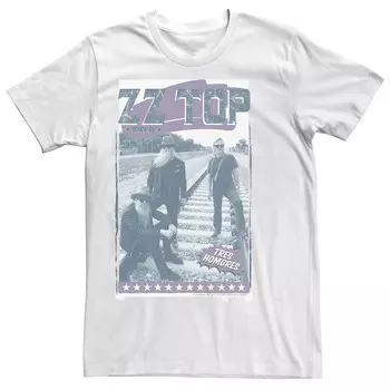 Мужская футболка ZZ Top Tres Hombres Railroad с потертым плакатом и длинными рукавами с рисунком Licensed Character, белый