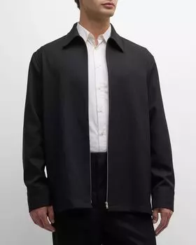 Мужская габардиновая рубашка на молнии во всю длину Jil Sander, цвет Black
