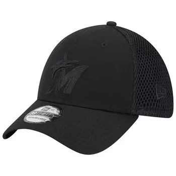 Мужская гибкая кепка New Era Miami Marlins Black-on-Black Neo 39THIRTY