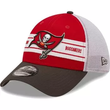 Мужская гибкая кепка New Era Red/Pewter Tampa Bay Buccaneers Team с полосой 39THIRTY