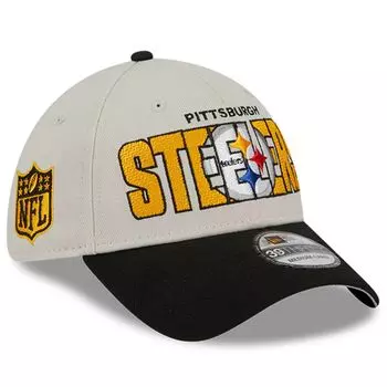 Мужская гибкая кепка New Era Stone/Black Pittsburgh Steelers 2023 NFL Draft 39THIRTY