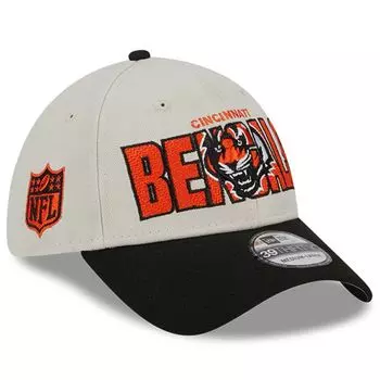 Мужская гибкая кепка New Era Stone/черная Cincinnati Bengals 2023 NFL Draft 39THIRTY