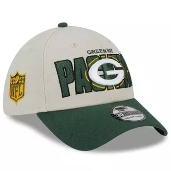 Мужская гибкая кепка New Era Stone/Green Green Bay Packers 2023 NFL Draft 39THIRTY