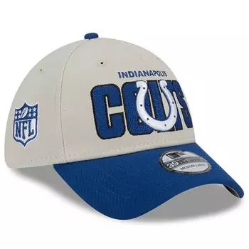 Мужская гибкая кепка New Era Stone/Royal Indianapolis Colts 2023 NFL Draft 39THIRTY