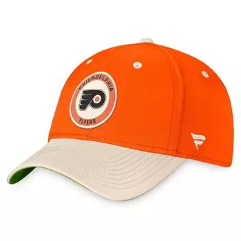 Мужская гибкая кепка в стиле ретро с логотипом Fanatics оранжевого/хаки Philadelphia Flyers True Classics