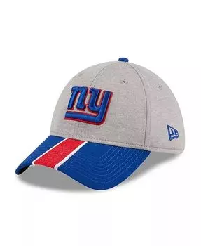 Мужская гибкая шляпа Heather Grey, Royal New York Giants Striped 39THIRTY New Era, серый