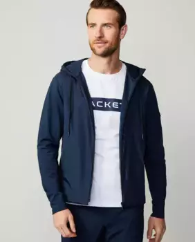 Мужская гибридная куртка с капюшоном Hackett Sport, темно-синий