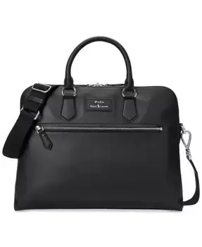 Мужская гладкая кожаная сумка Commuter Bag Polo Ralph Lauren, черный