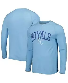 Мужская голубая футболка на пуговицах с длинным рукавом Kansas City Royals Inertia Raglan Concepts Sport, синий