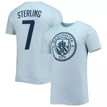 Мужская голубая футболка с именем и номером Manchester City Raheem Sterling Fifth Sun