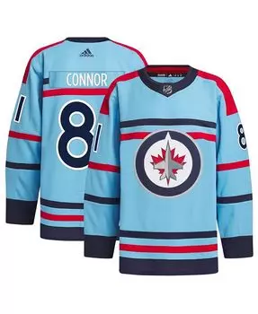 Мужская голубая майка игрока Winnipeg Jets Kyle Connor Anniversary Authentic Player adidas, синий