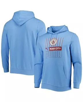 Мужская голубая толстовка с капюшоном manchester city ftblcore team Puma, светло-синий