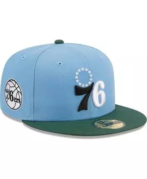 Мужская голубая, зеленая двухцветная приталенная шляпа Philadelphia 76ers 59FIFTY New Era