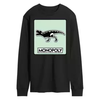 Мужская графическая футболка с длинным рукавом и принтом жетона из игры "Монополия" T-Rex Licensed Character, черный