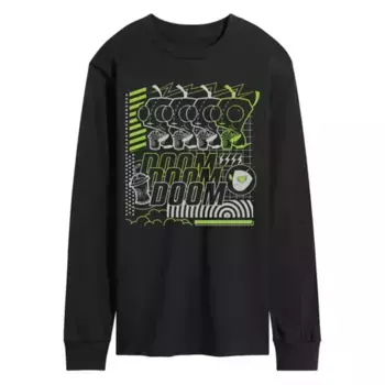 Мужская графическая футболка с длинным рукавом Invader Zim Gir Doom Licensed Character, черный