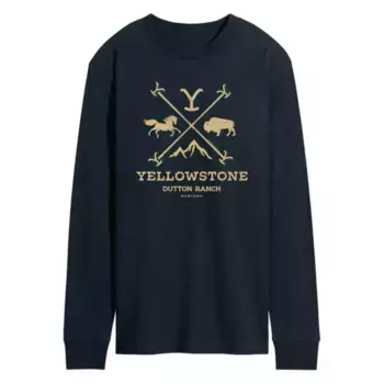 Мужская графическая футболка с длинным рукавом Yellowstone и клеймом Licensed Character, синий