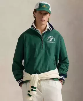 Мужская графическая куртка на четверть молнии из ткани рипстоп Polo Ralph Lauren, зеленый